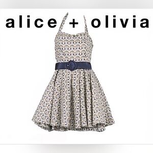 Alice + Olivia  Patterned Dress - Blue and White